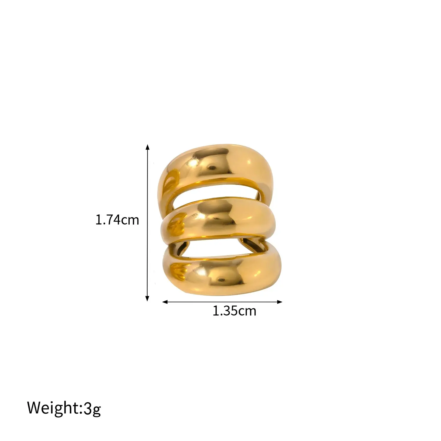 1 pezzo semplice serie classica geometrica in acciaio inossidabile placcato oro 18K orecchini a clip stile femminile h5 Immagine2